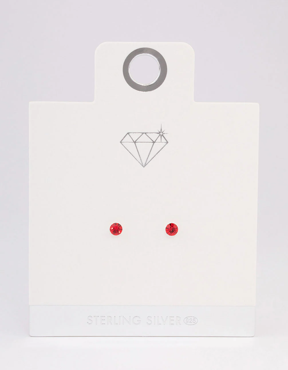 Sterling Silver Red Diamante Stud Earrings - Image 3