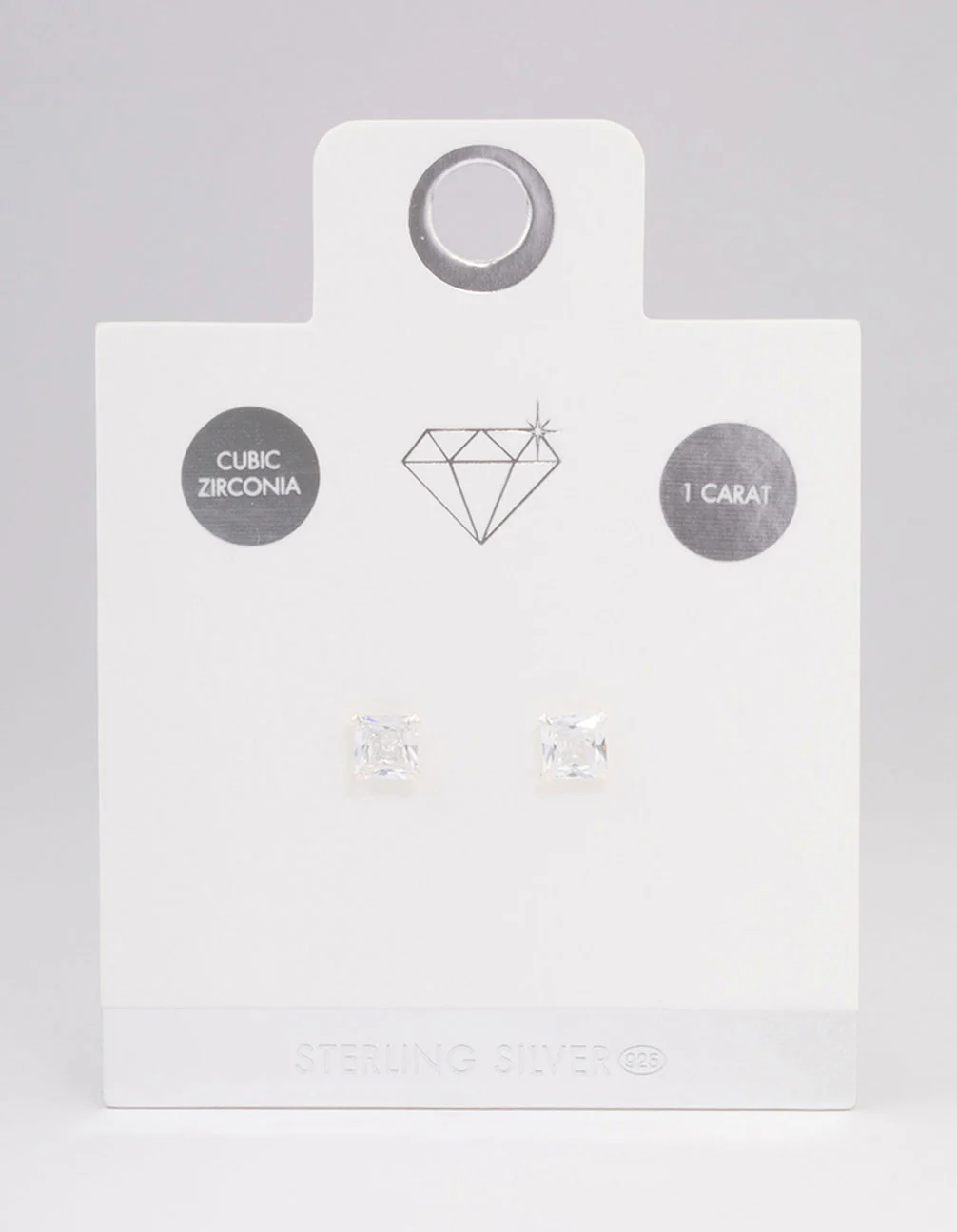 Sterling Silver Square Cubic Zirconia Stud Earrings - Image 3