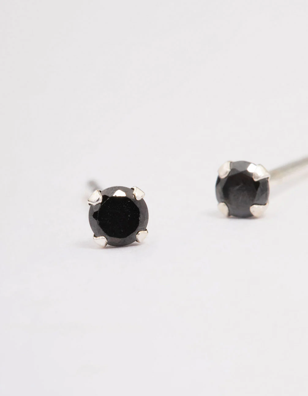 Sterling Silver Black Stud Earrings - Image 2