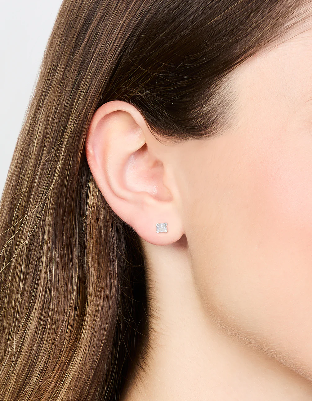 Sterling Silver Baby Pear Cubic Zirconia Stud Earrings - Image 2