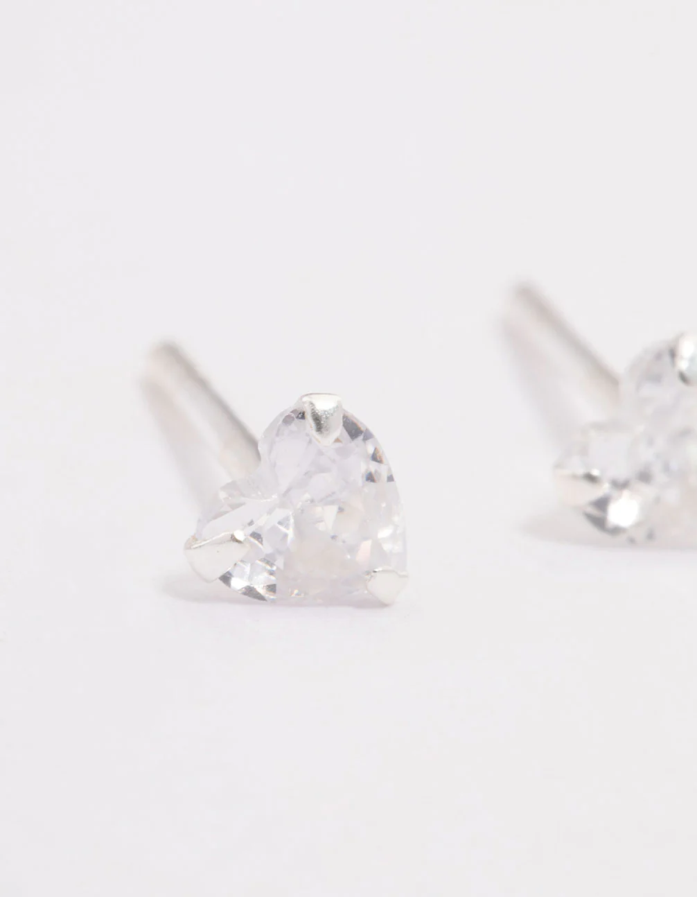 Sterling Silver Cubic Zirconia Heart Stud Earrings 4mm - Image 2