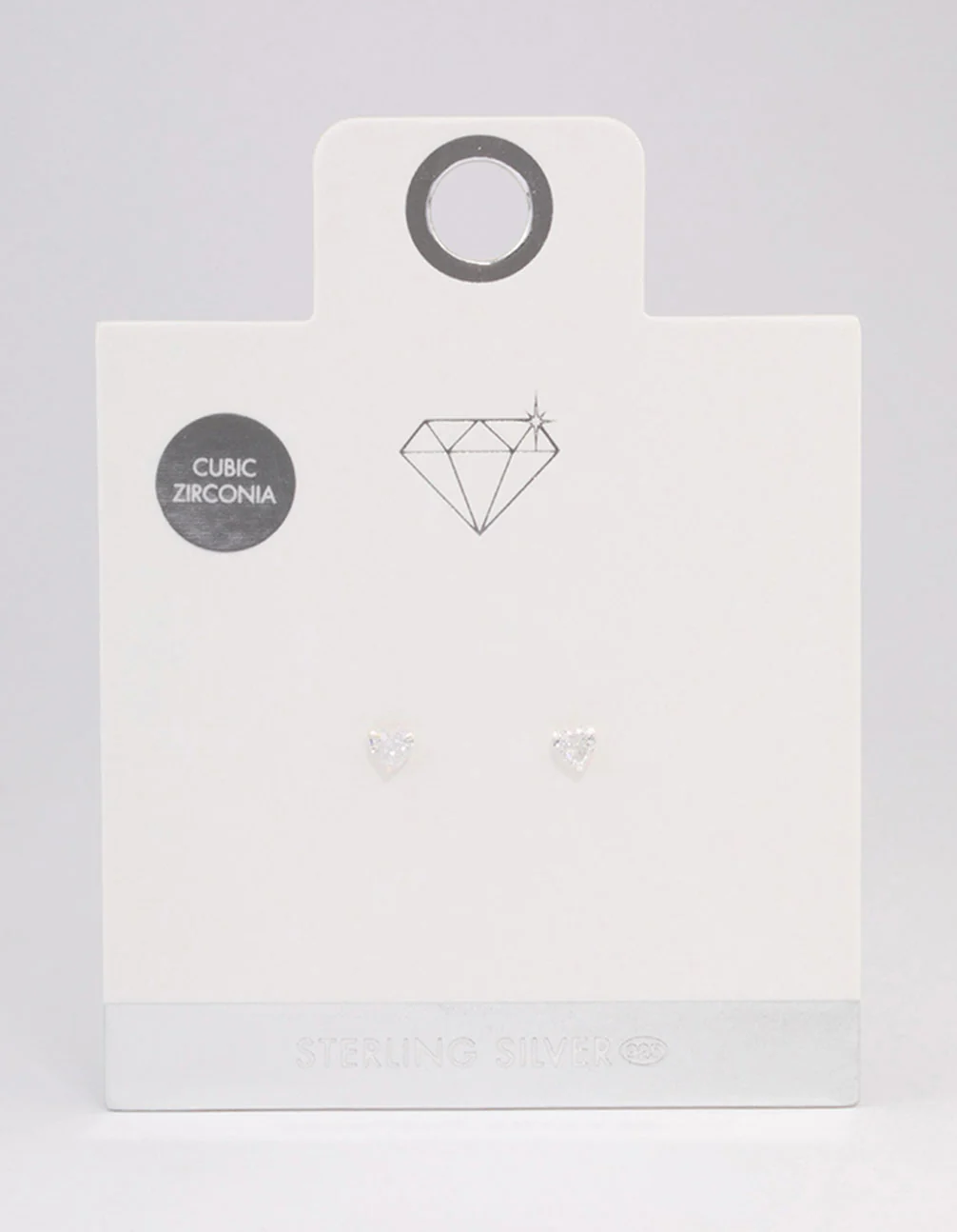 Sterling Silver Cubic Zirconia Heart Stud Earrings 4mm - Image 3