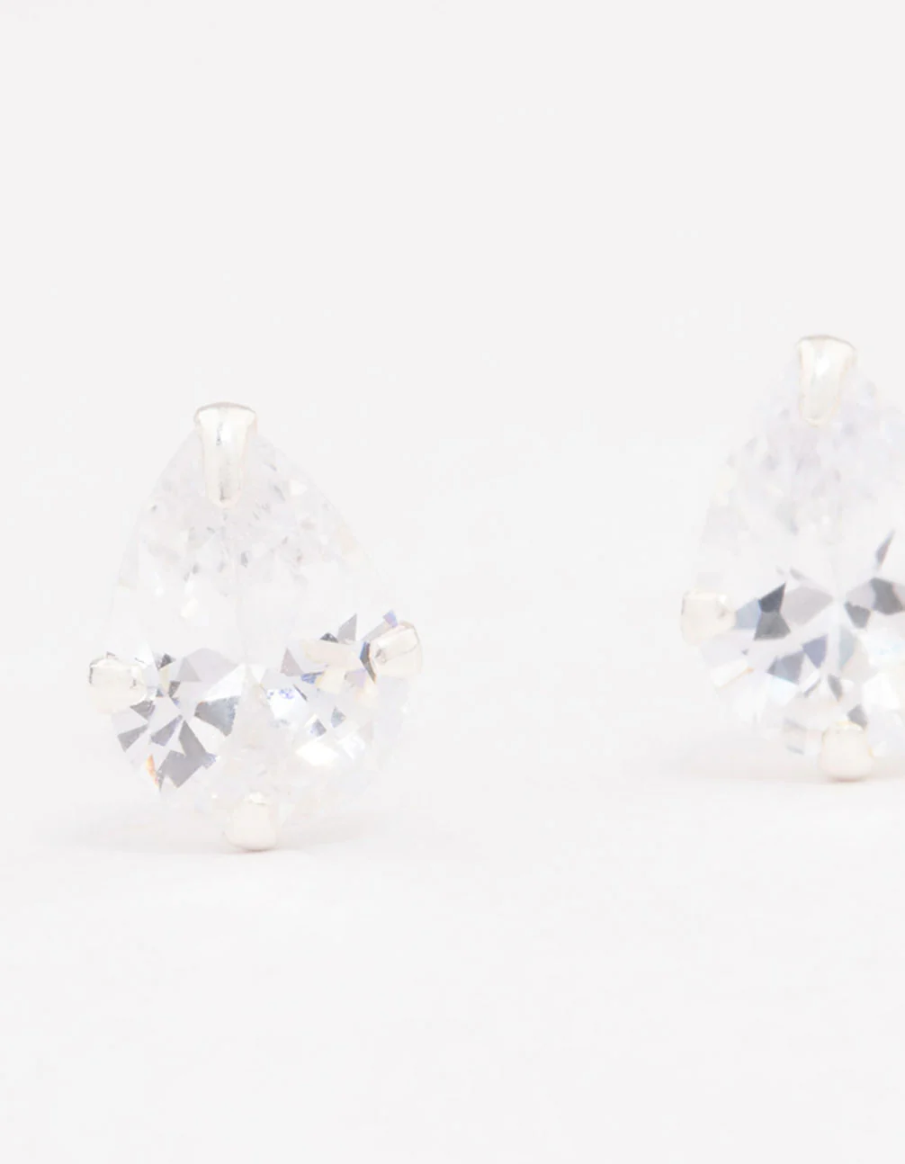 Sterling Silver Cubic Zirconia Pear Stud Earrings 7mm - Image 4