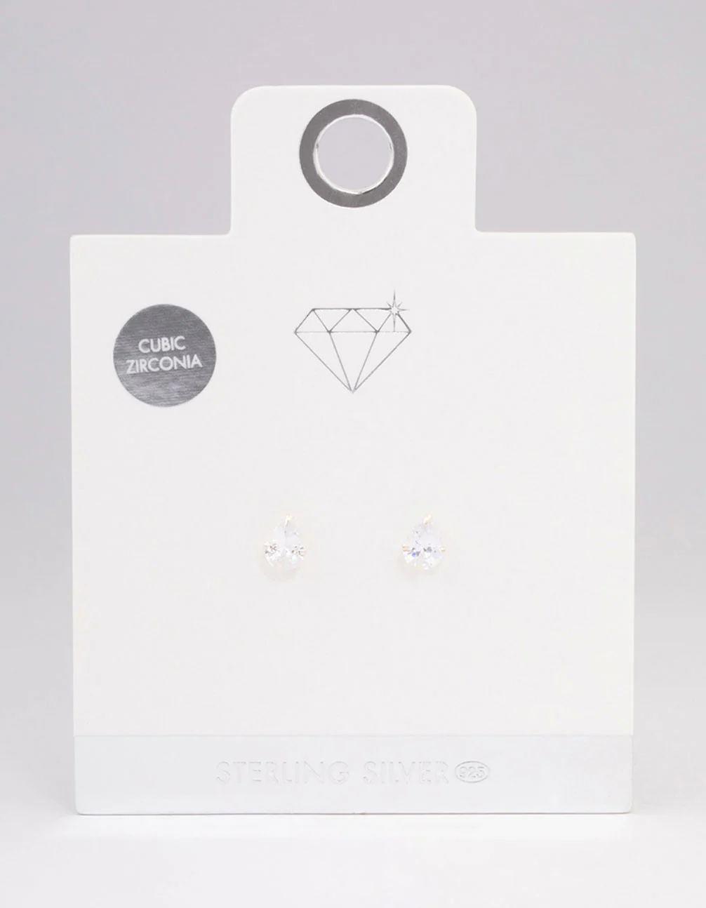 Sterling Silver Cubic Zirconia Pear Stud Earrings 7mm - Image 5