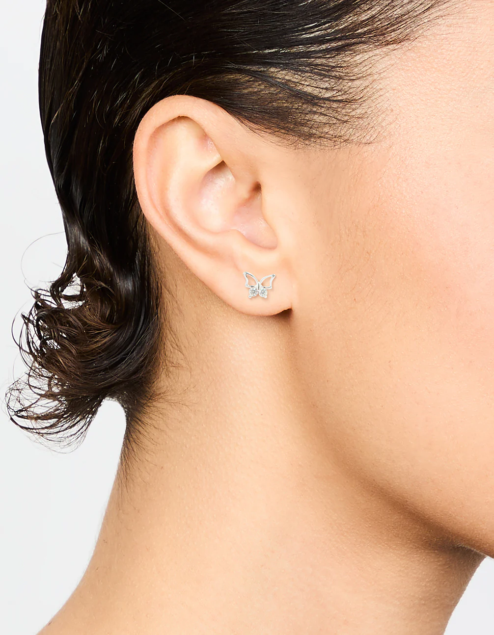 Sterling Silver Diamante Stud Earrings - Image 2