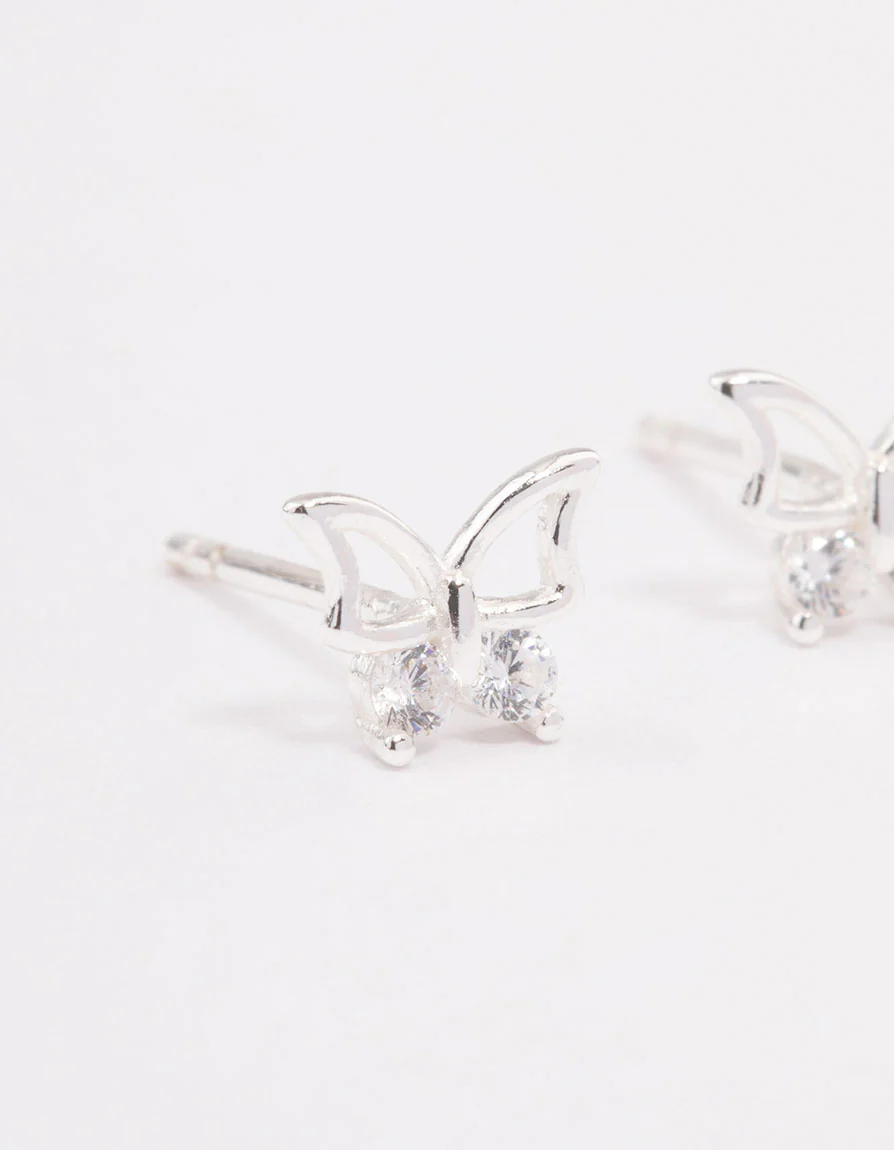 Sterling Silver Diamante Stud Earrings - Image 4