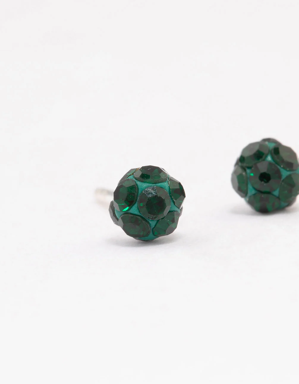 Sterling Silver Green Fireball Stud Earrings - Image 2