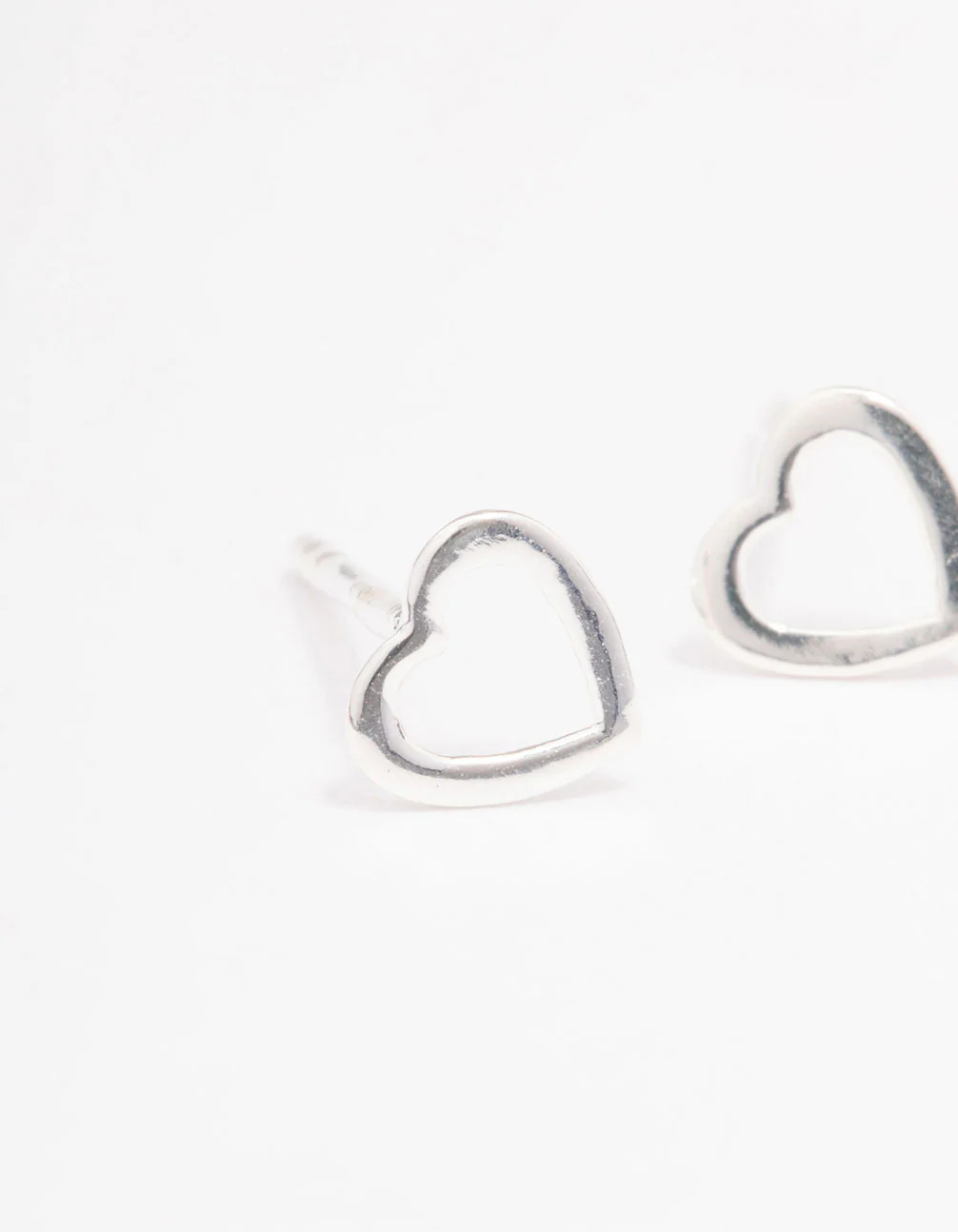 Sterling Silver Open Heart Stud Earrings - Image 2