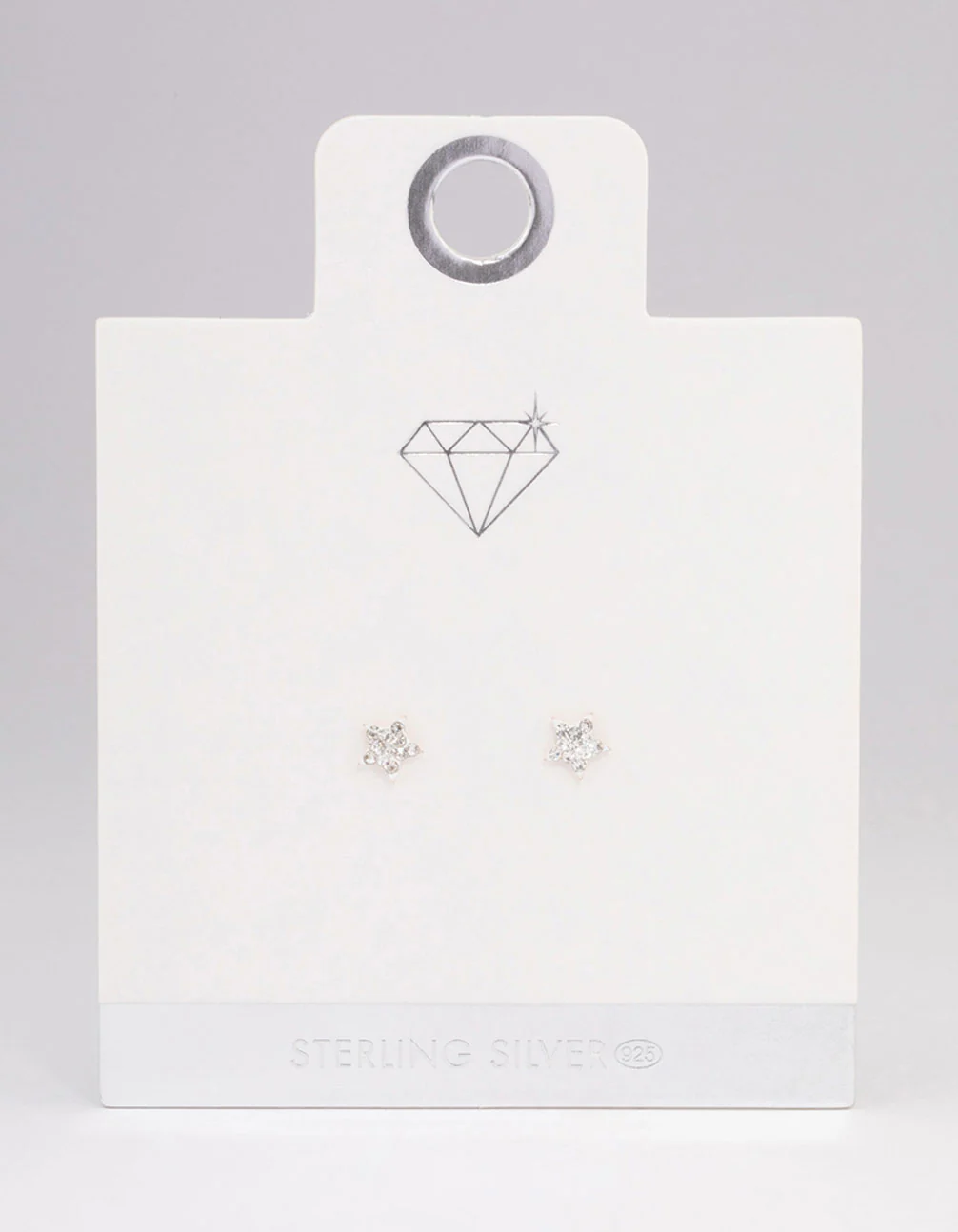 Sterling Silver Pave Star Stud Earrings - Image 3