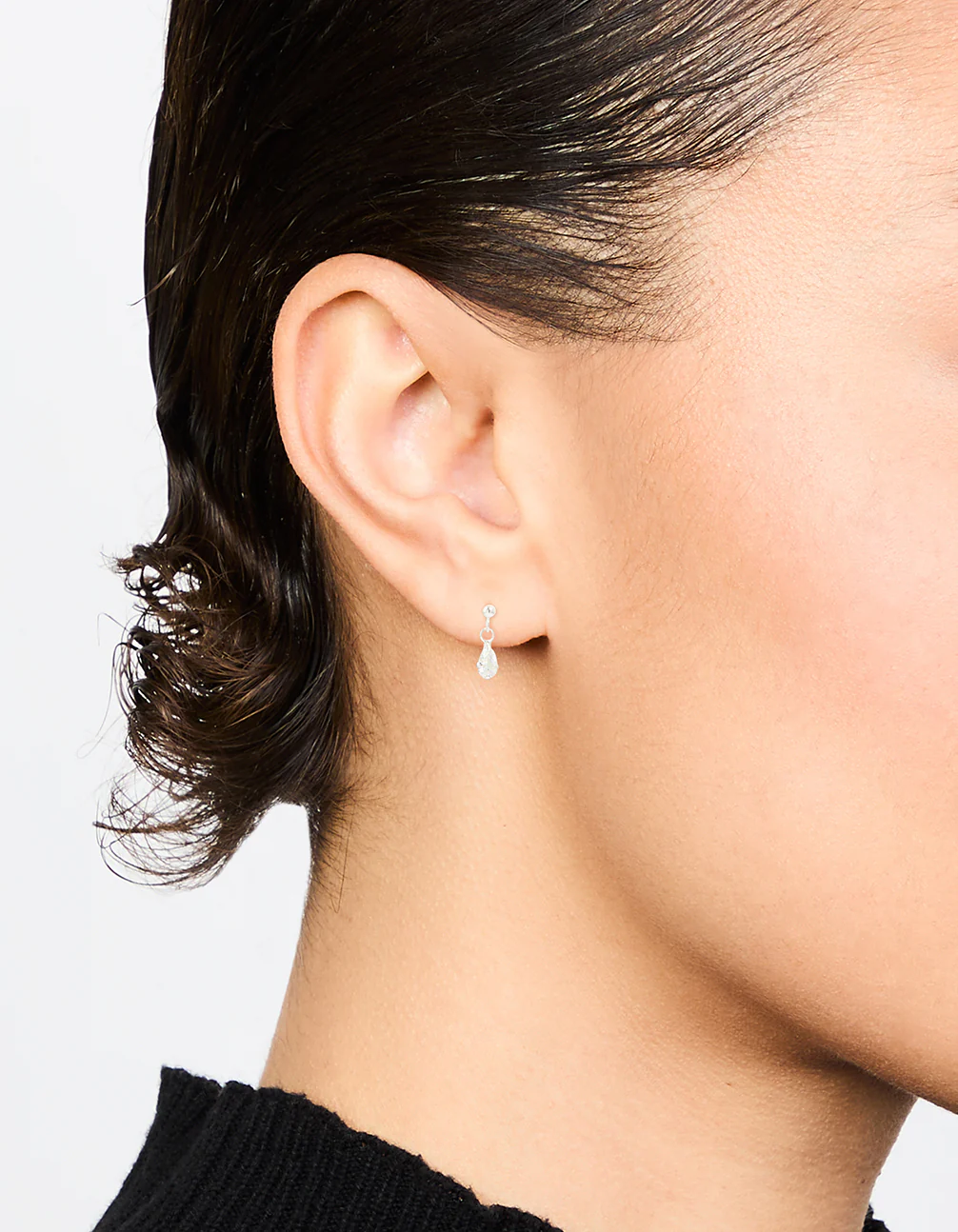 Sterling Silver Pear Cubic Zirconia Drop Earrings - Image 2