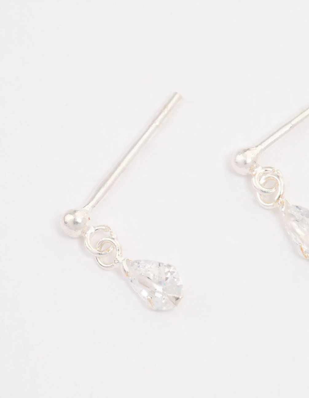 Sterling Silver Pear Cubic Zirconia Drop Earrings - Image 4