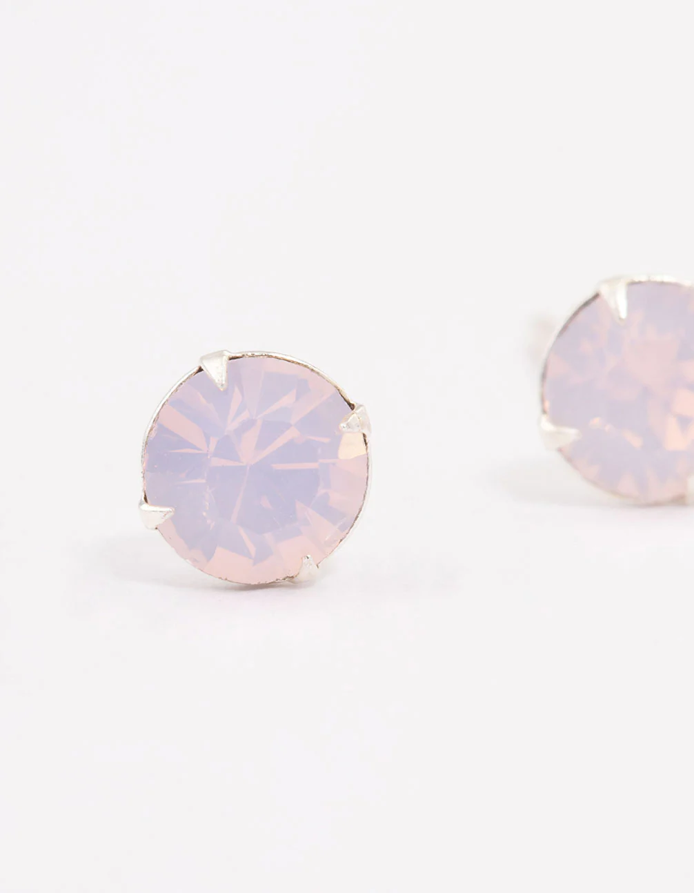 Sterling Silver Pink Oval Stud Earrings - Image 2