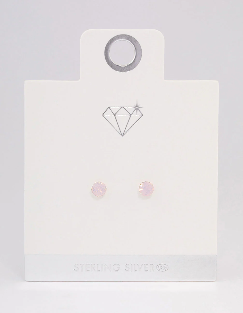 Sterling Silver Pink Oval Stud Earrings - Image 3