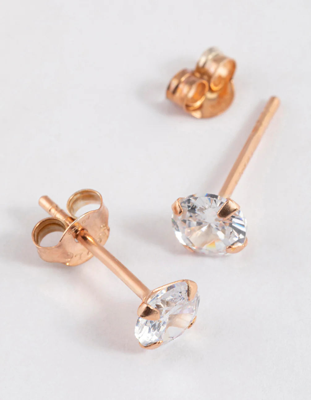 Rose Gold Plated Sterling Silver Cubic Zirconia Stud Earrings - Image 2