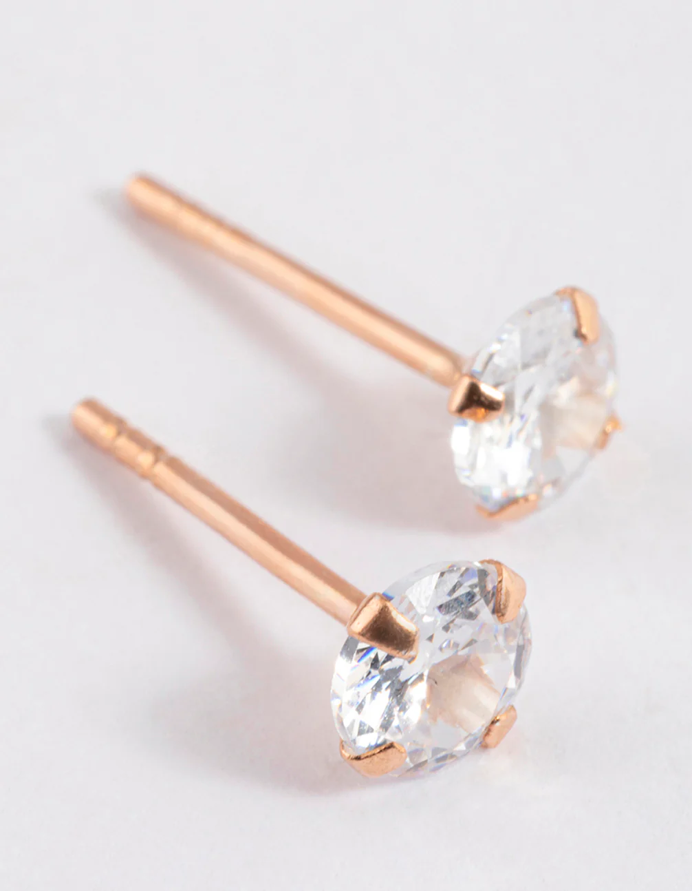 Rose Gold Plated Sterling Silver Cubic Zirconia Stud Earrings - Image 3
