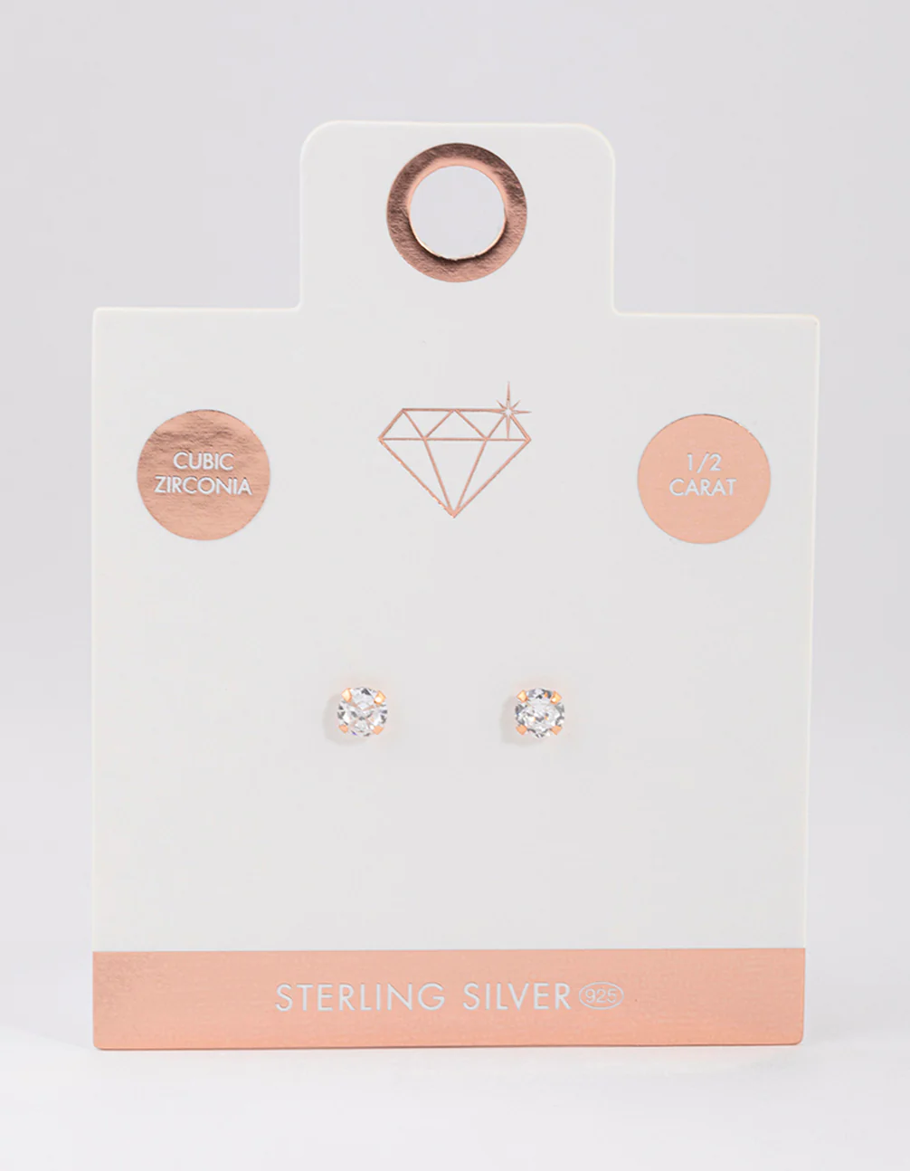 Rose Gold Plated Sterling Silver Cubic Zirconia Stud Earrings - Image 4