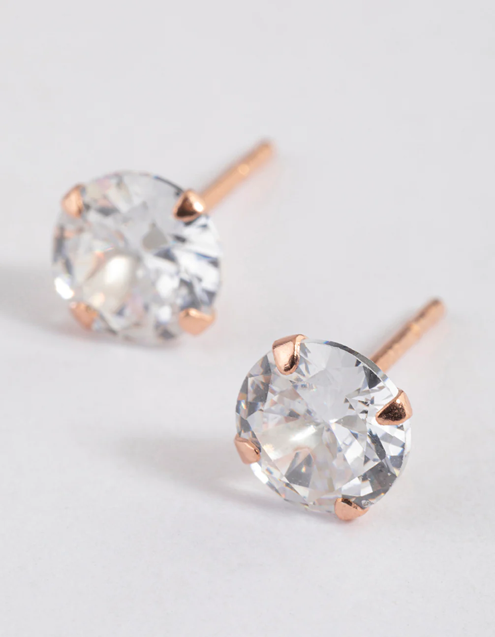 Rose Gold Plated Sterling Silver Cubic Zirconia Stud Earrings - Image 3