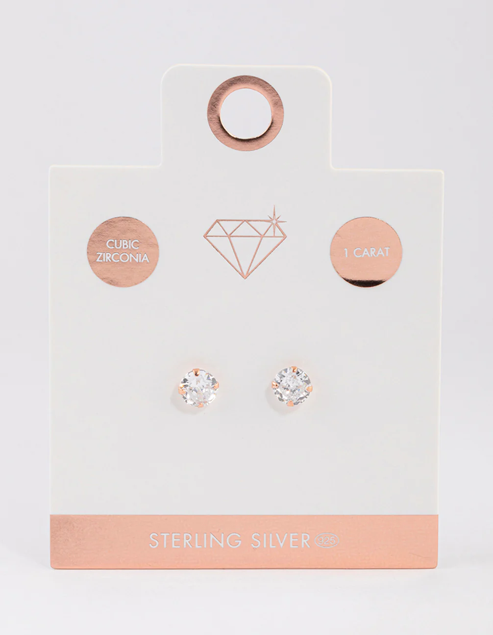 Rose Gold Plated Sterling Silver Cubic Zirconia Stud Earrings - Image 4