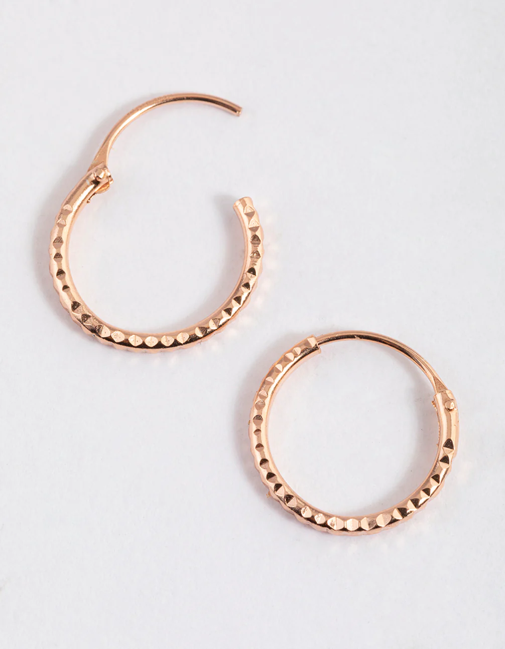 Rose Gold Plated Sterling Silver Diagonal Hoop Earrings 12mm - Image 2