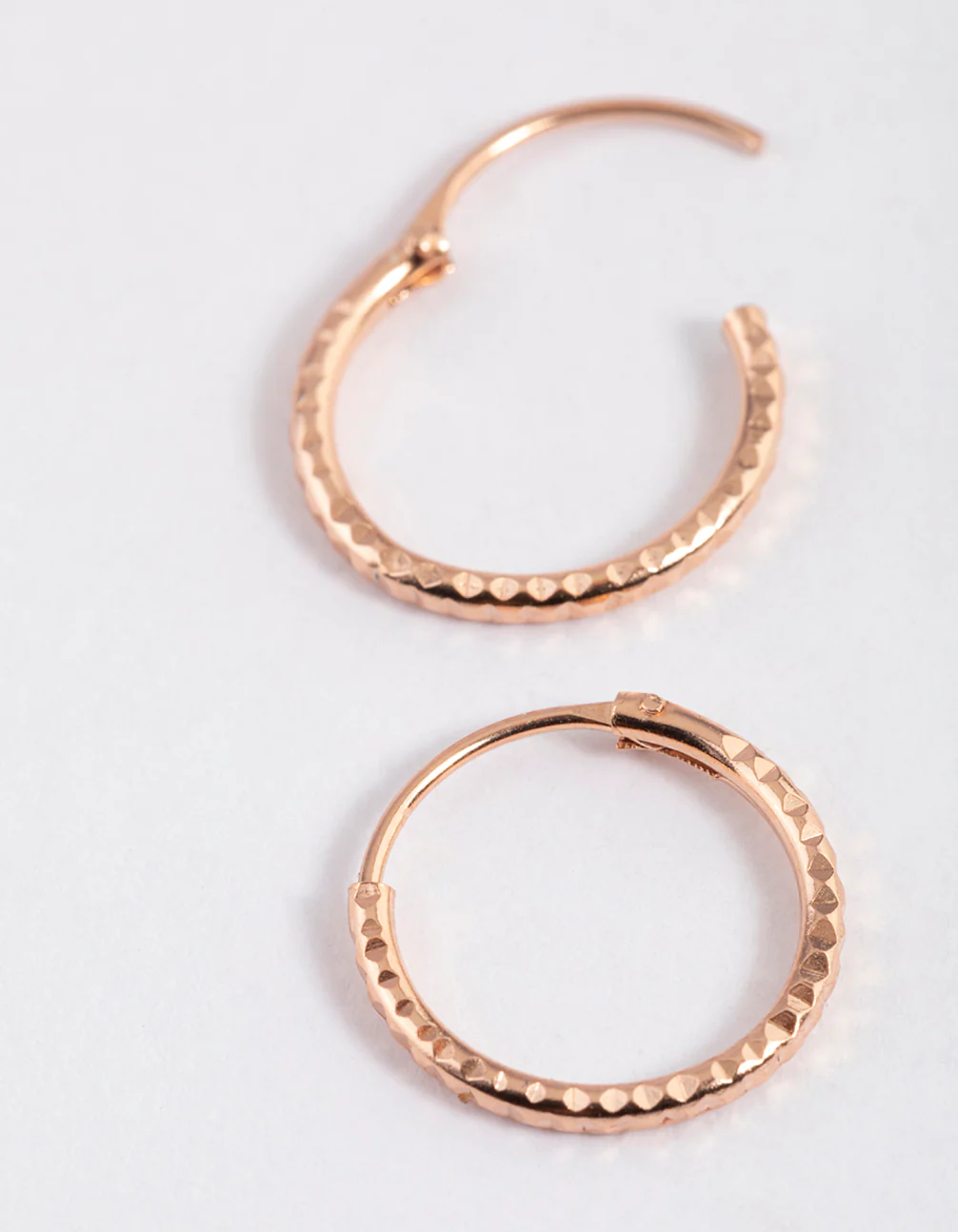 Rose Gold Plated Sterling Silver Diagonal Hoop Earrings 12mm - Image 3