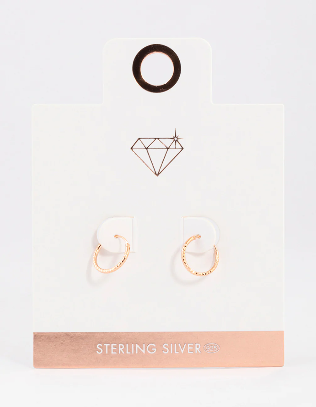 Rose Gold Plated Sterling Silver Diagonal Hoop Earrings 12mm - Image 4
