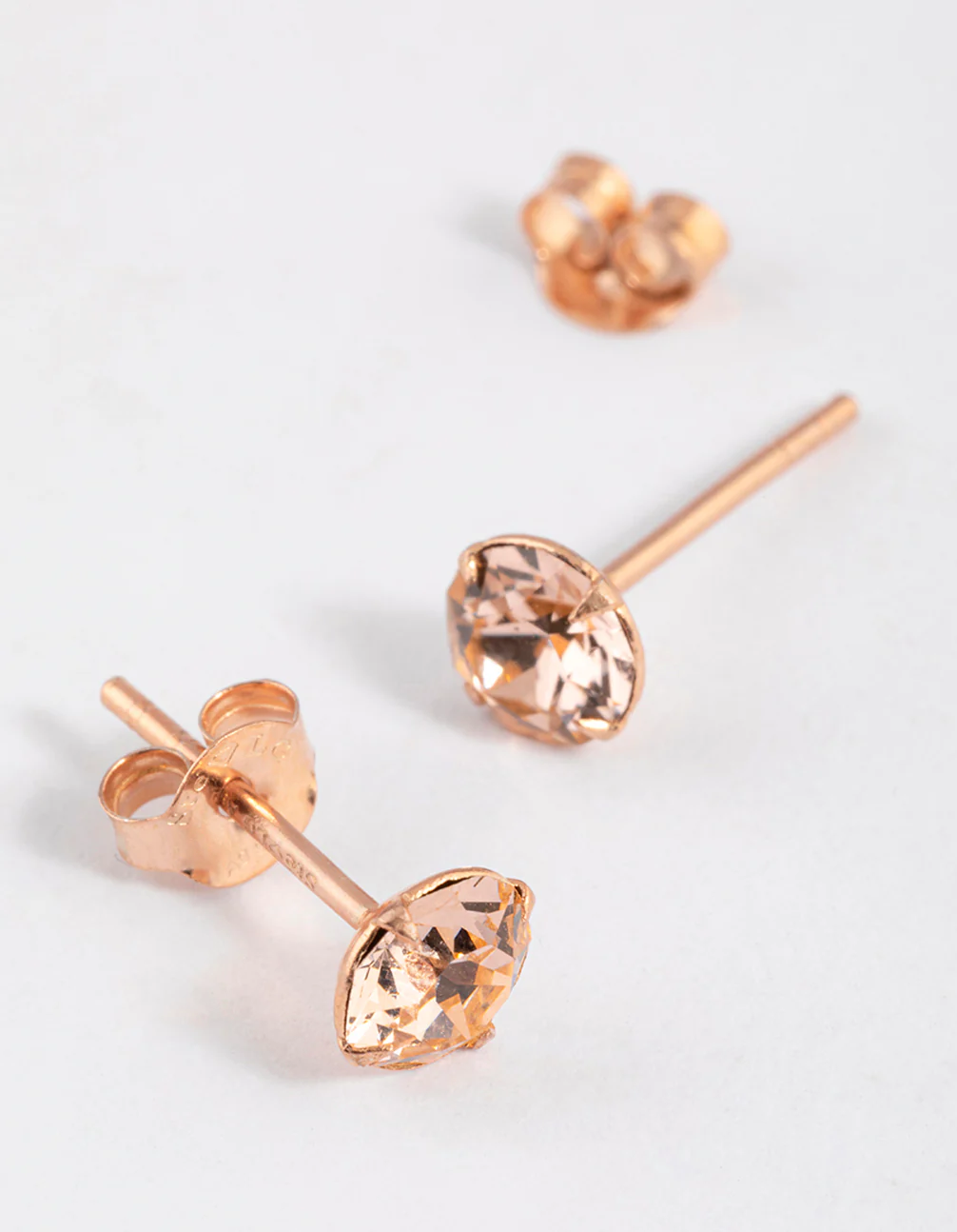 Rose Gold Plated Sterling Silver Diamante Stud Earrings 5mm - Image 2