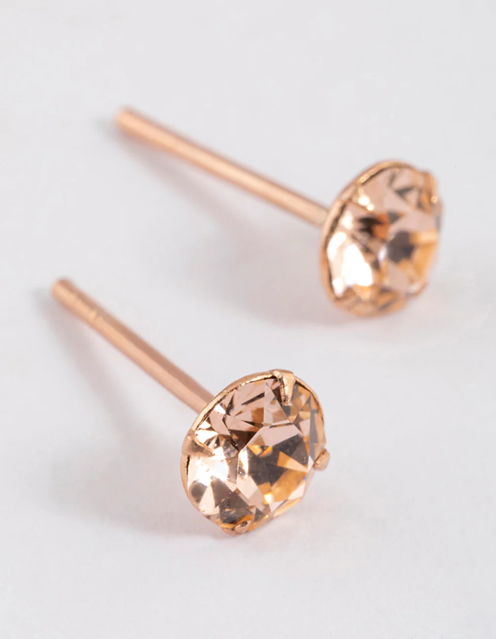 Rose Gold Plated Sterling Silver Diamante Stud Earrings 5mm - Image 3