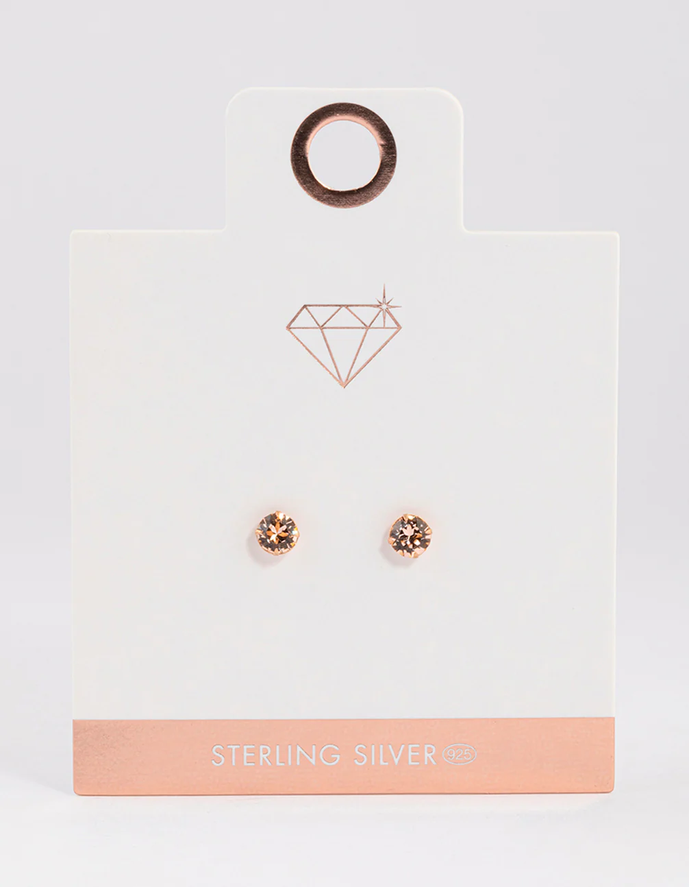 Rose Gold Plated Sterling Silver Diamante Stud Earrings 5mm - Image 4