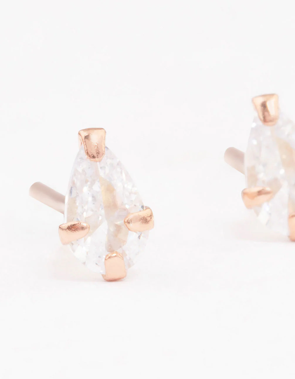 Rose Gold Plated Sterling Silver Cubic Zirconia Pearl Stud Earrings - Image 2