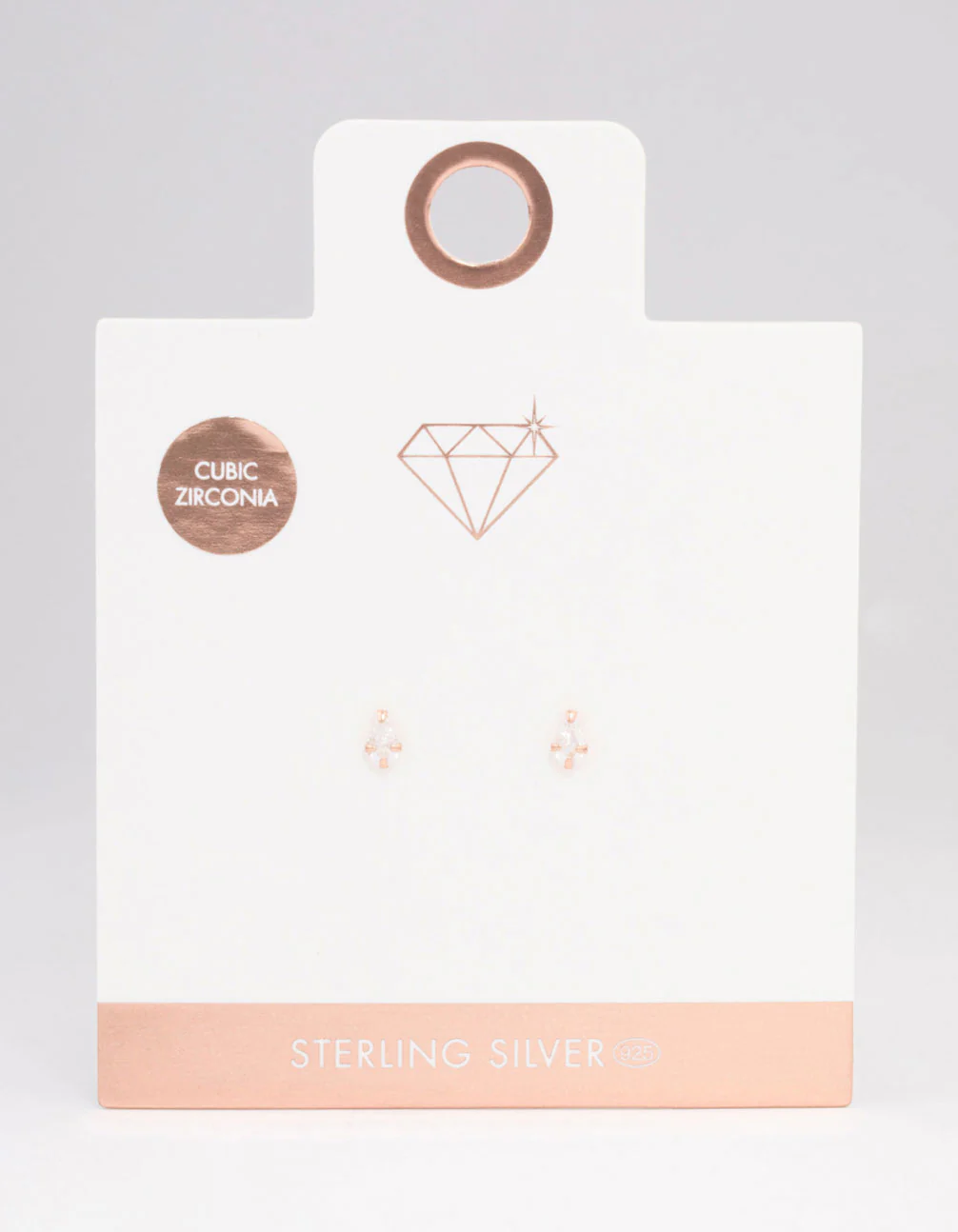 Rose Gold Plated Sterling Silver Cubic Zirconia Pearl Stud Earrings - Image 3
