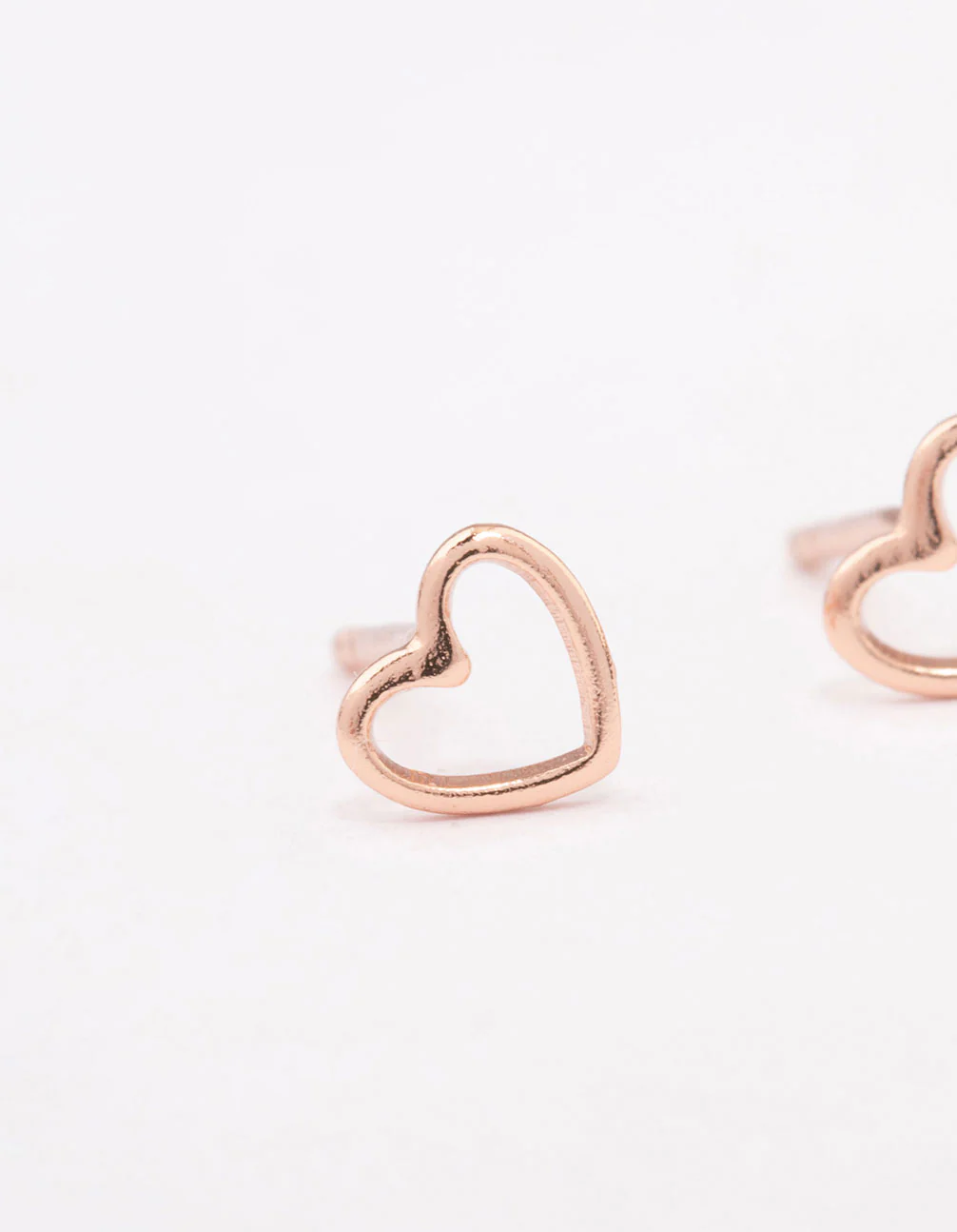 Rose Gold Plated Sterling Silver Open Heart Stud Earrings - Image 2