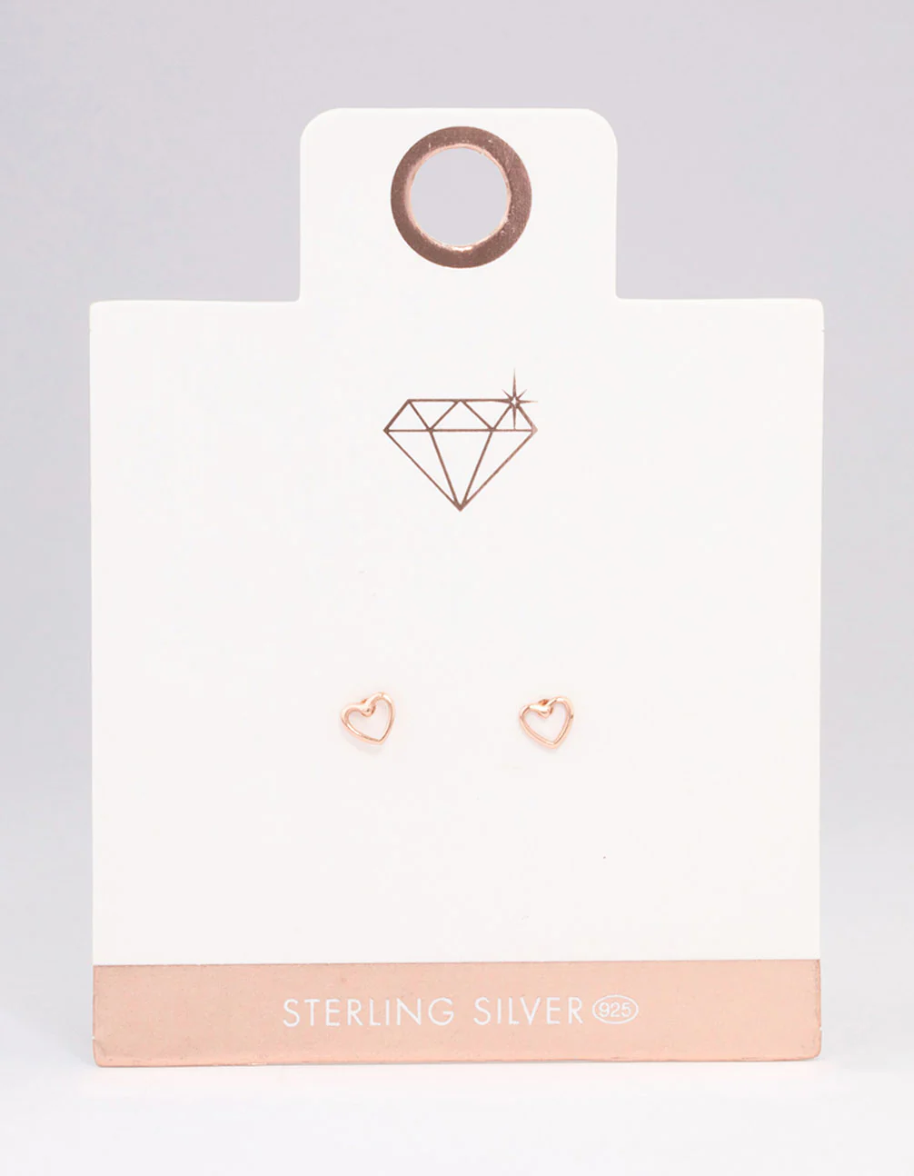 Rose Gold Plated Sterling Silver Open Heart Stud Earrings - Image 3