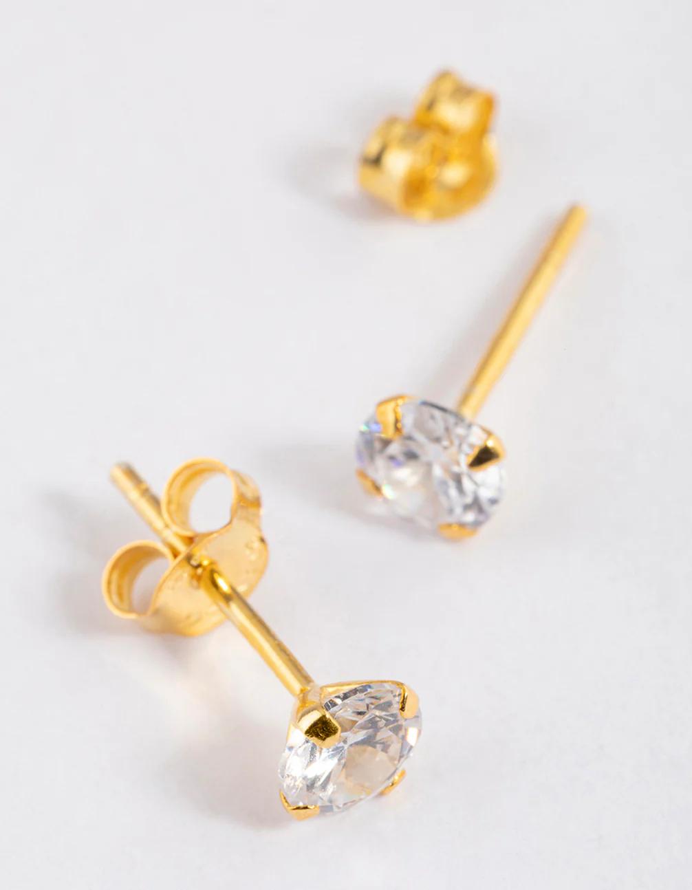 Gold Plated Sterling Silver Dainty Stud Earrings - Image 4