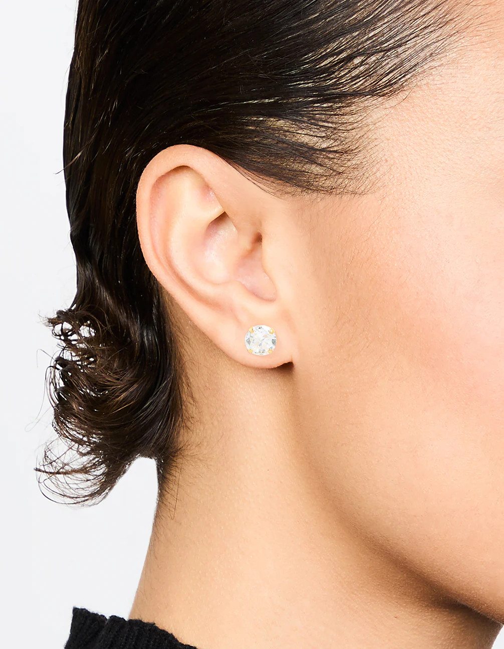 Gold Plated Sterling Silver Cubic Zirconia Stud Earrings - Image 2