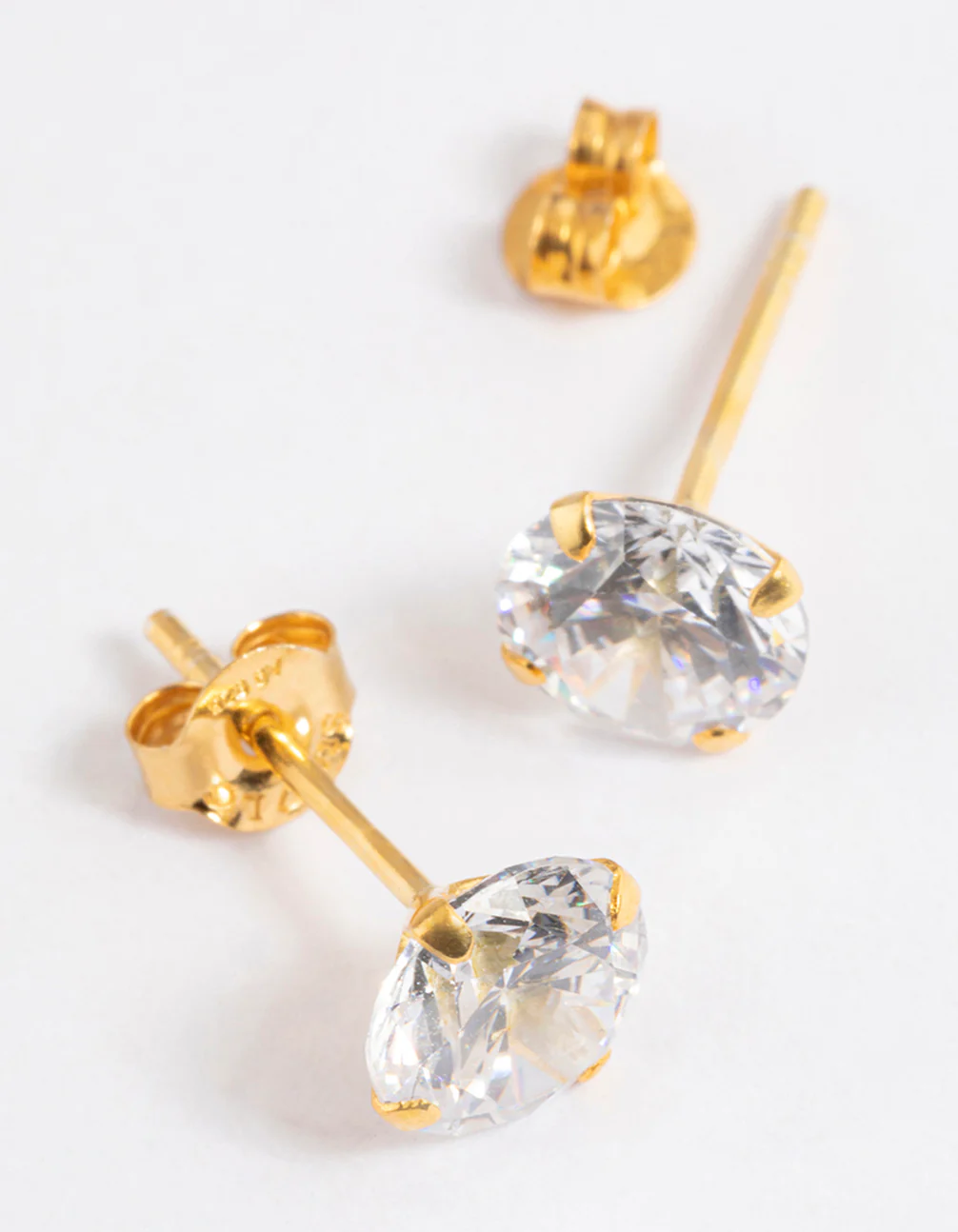 Gold Plated Sterling Silver Cubic Zirconia Stud Earrings - Image 4