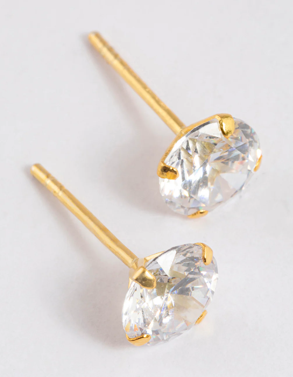 Gold Plated Sterling Silver Cubic Zirconia Stud Earrings - Image 5