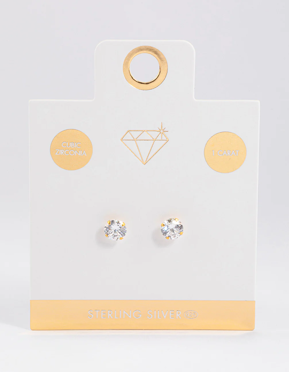 Gold Plated Sterling Silver Cubic Zirconia Stud Earrings - Image 6