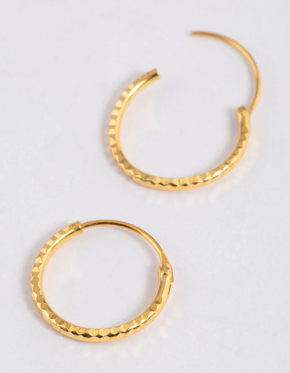 Gold Plated Sterling Silver Diagonal Hoop Earrings 12mm - Image 2