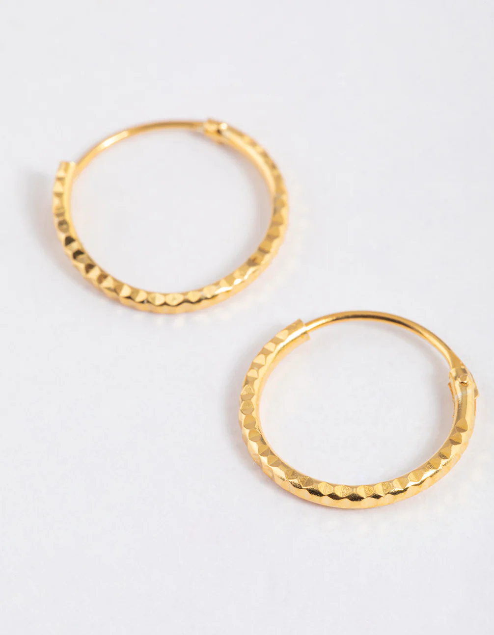 Gold Plated Sterling Silver Diagonal Hoop Earrings 12mm - Image 3