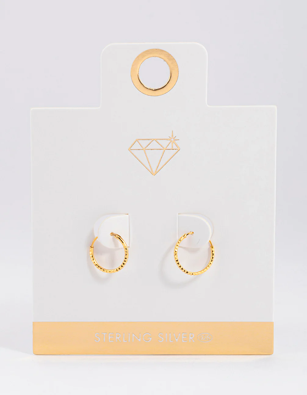 Gold Plated Sterling Silver Diagonal Hoop Earrings 12mm - Image 4