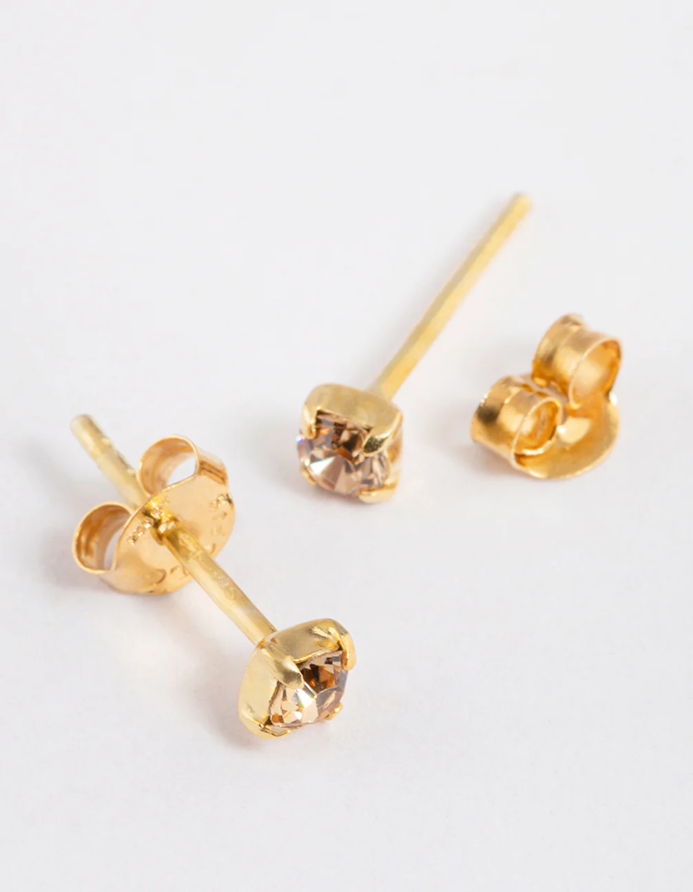 Gold Plated Sterling Silver Diamante Stud Earrings - Image 2