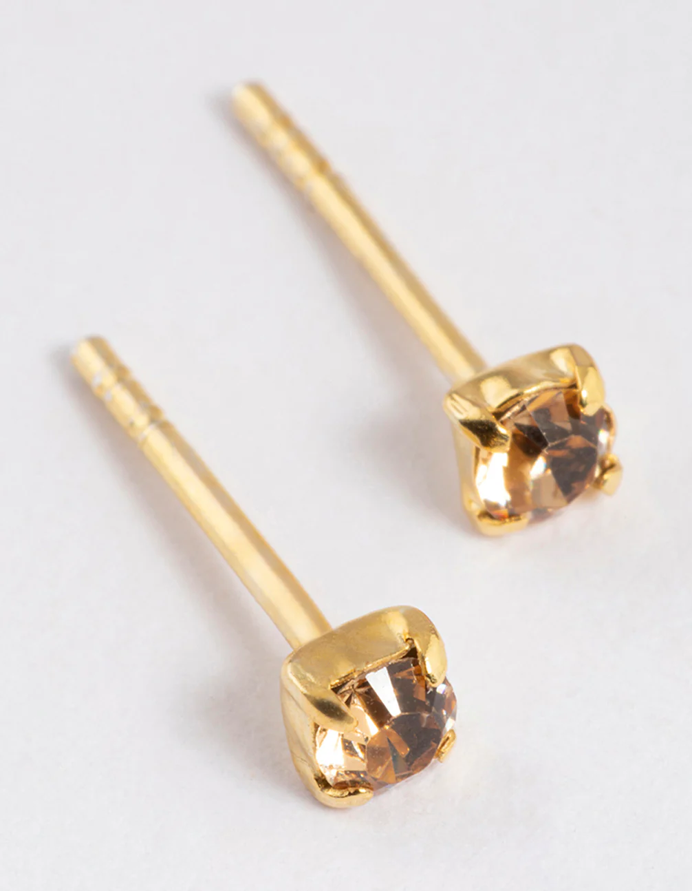 Gold Plated Sterling Silver Diamante Stud Earrings - Image 3