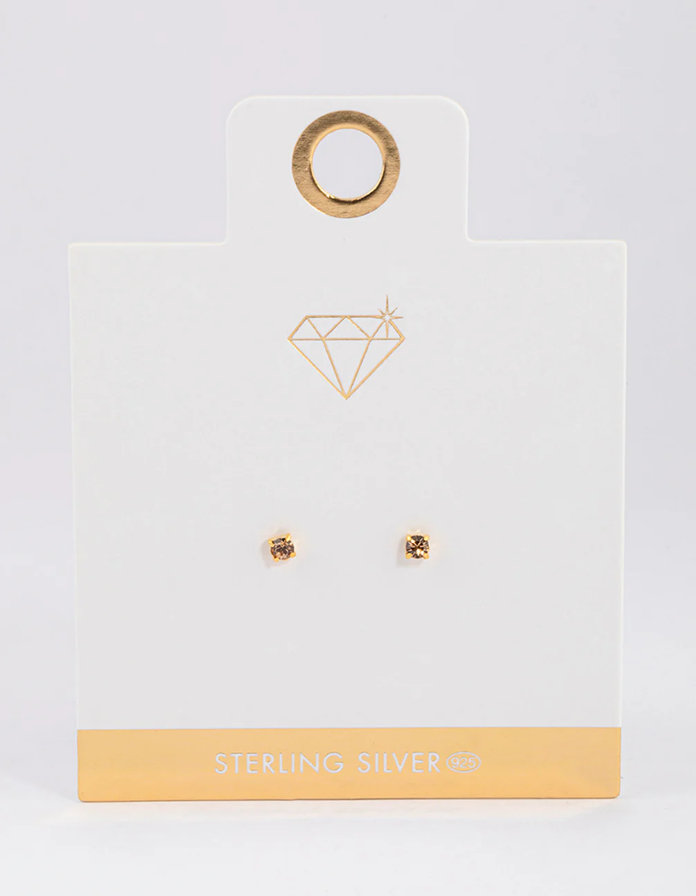 Gold Plated Sterling Silver Diamante Stud Earrings - Image 4