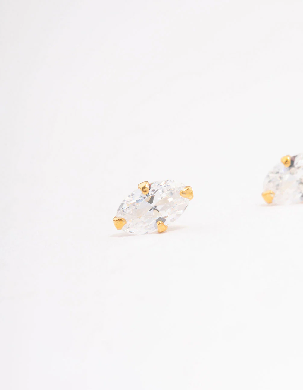 Gold Plated Sterling Silver Oval Cubic Zirconia Stud Earrings - Image 2