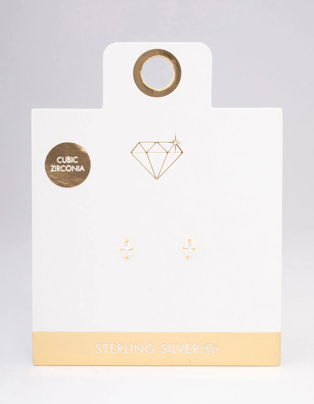 Gold Plated Sterling Silver Oval Cubic Zirconia Stud Earrings - Image 3