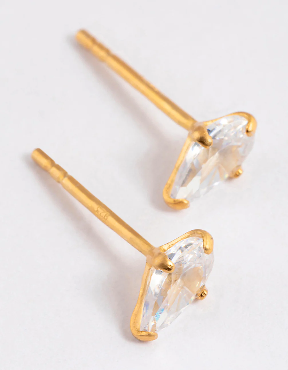 Gold Plated Sterling Silver Pear Cubic Zirconia Stud Earrings - Image 3