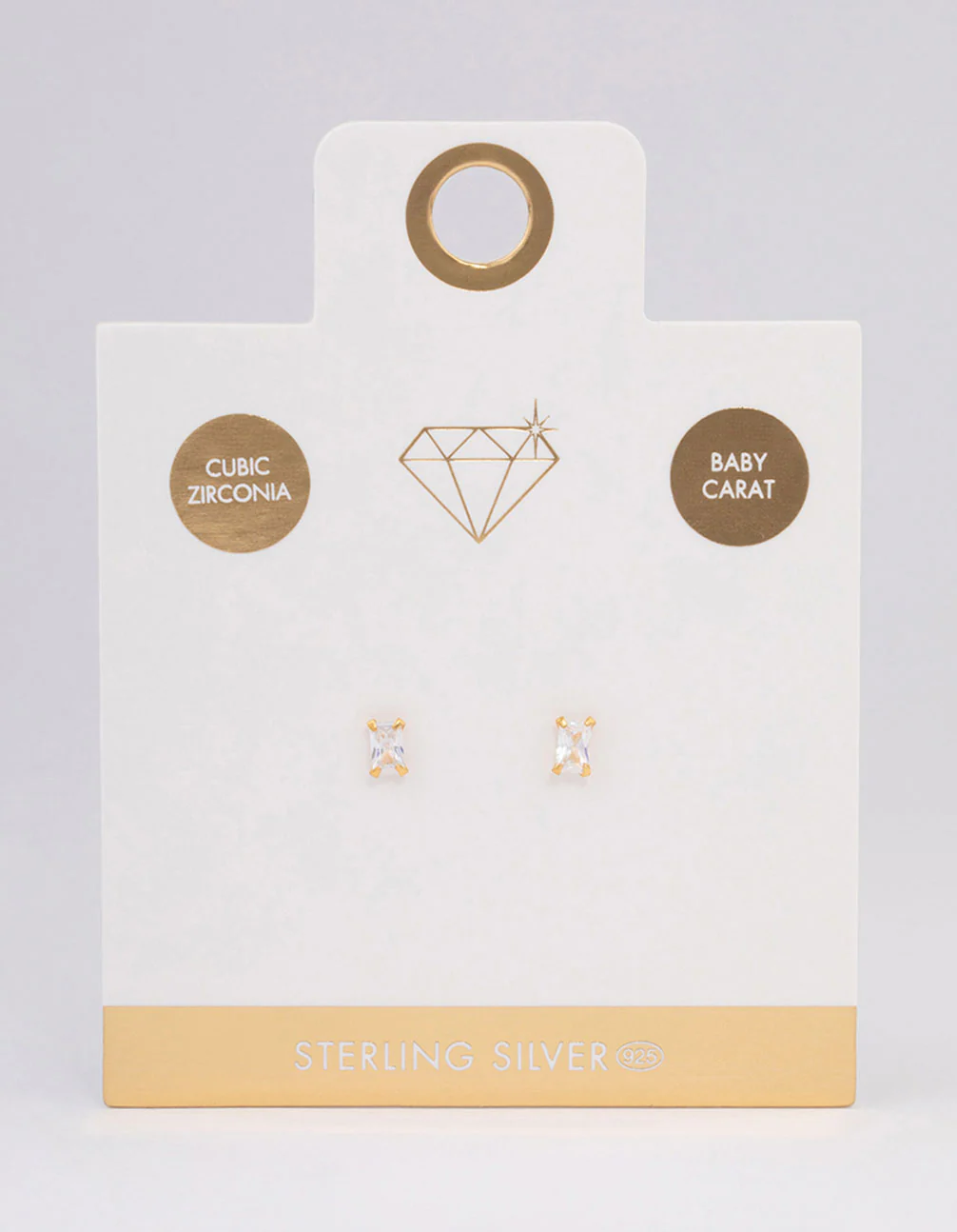 Gold Plated Sterling Silver Baby Baguette Stud Earrings - Image 3