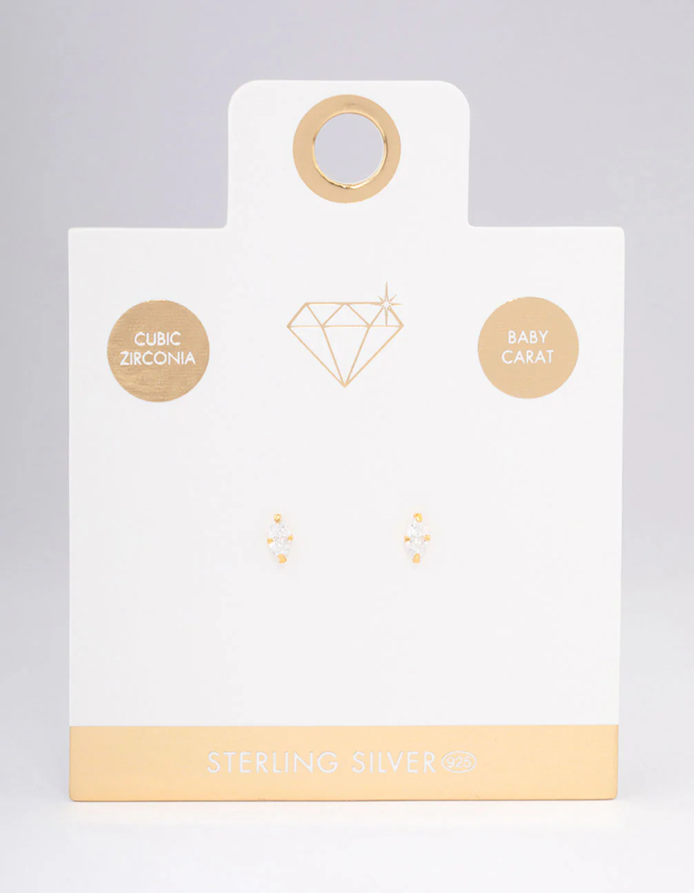 Gold Plated Sterling Silver Baby Marquise Stud Earrings - Image 3