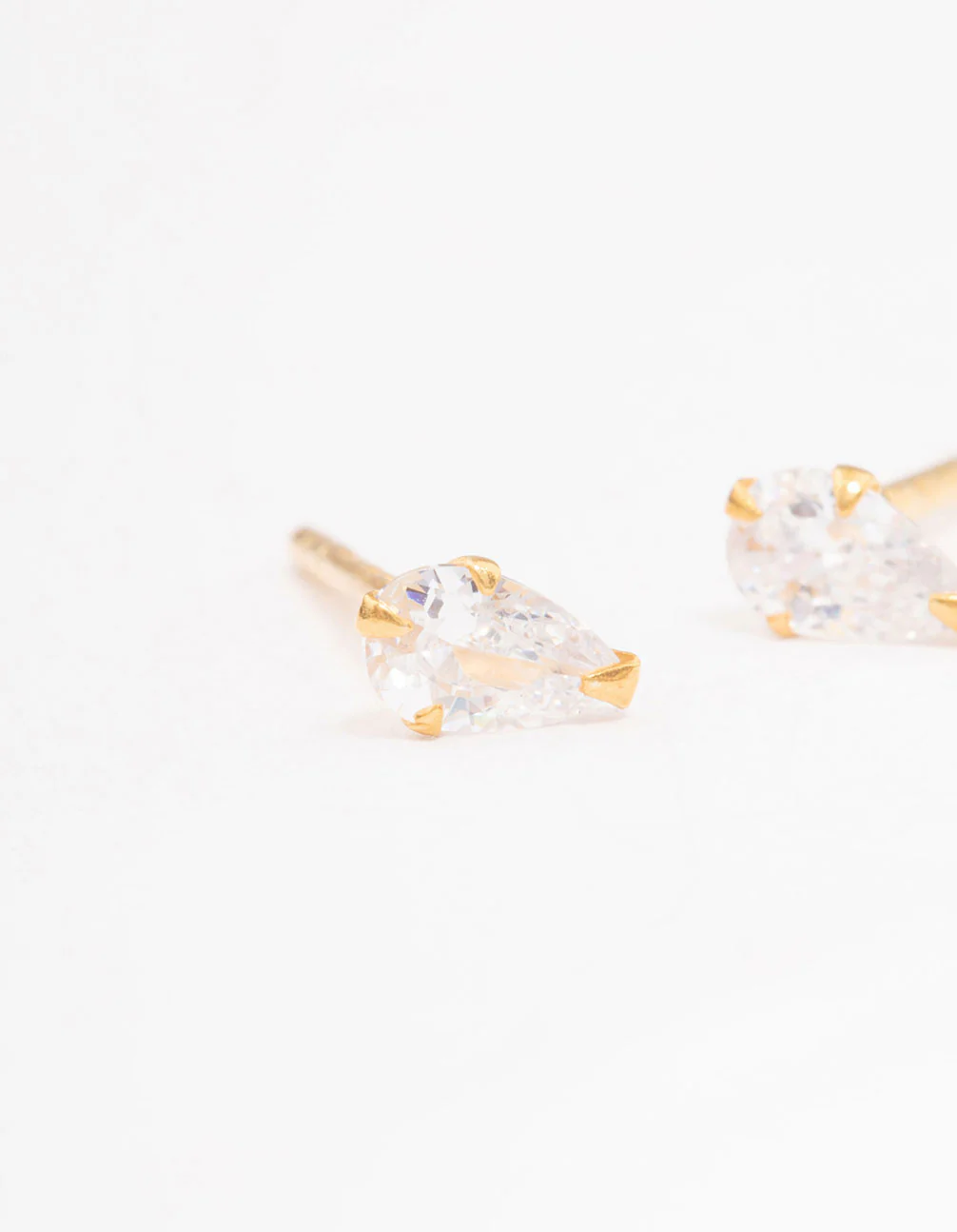 Gold Plated Sterling Silver Baby Pear Stud Earrings - Image 2
