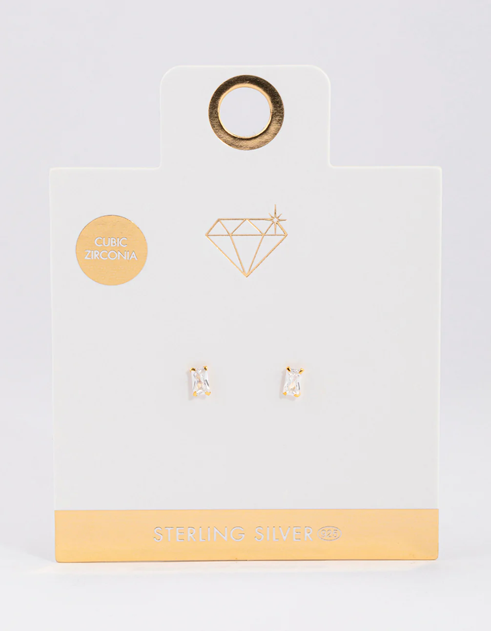 Gold Plated Sterling Silver Baguette Stud Earrings - Image 4